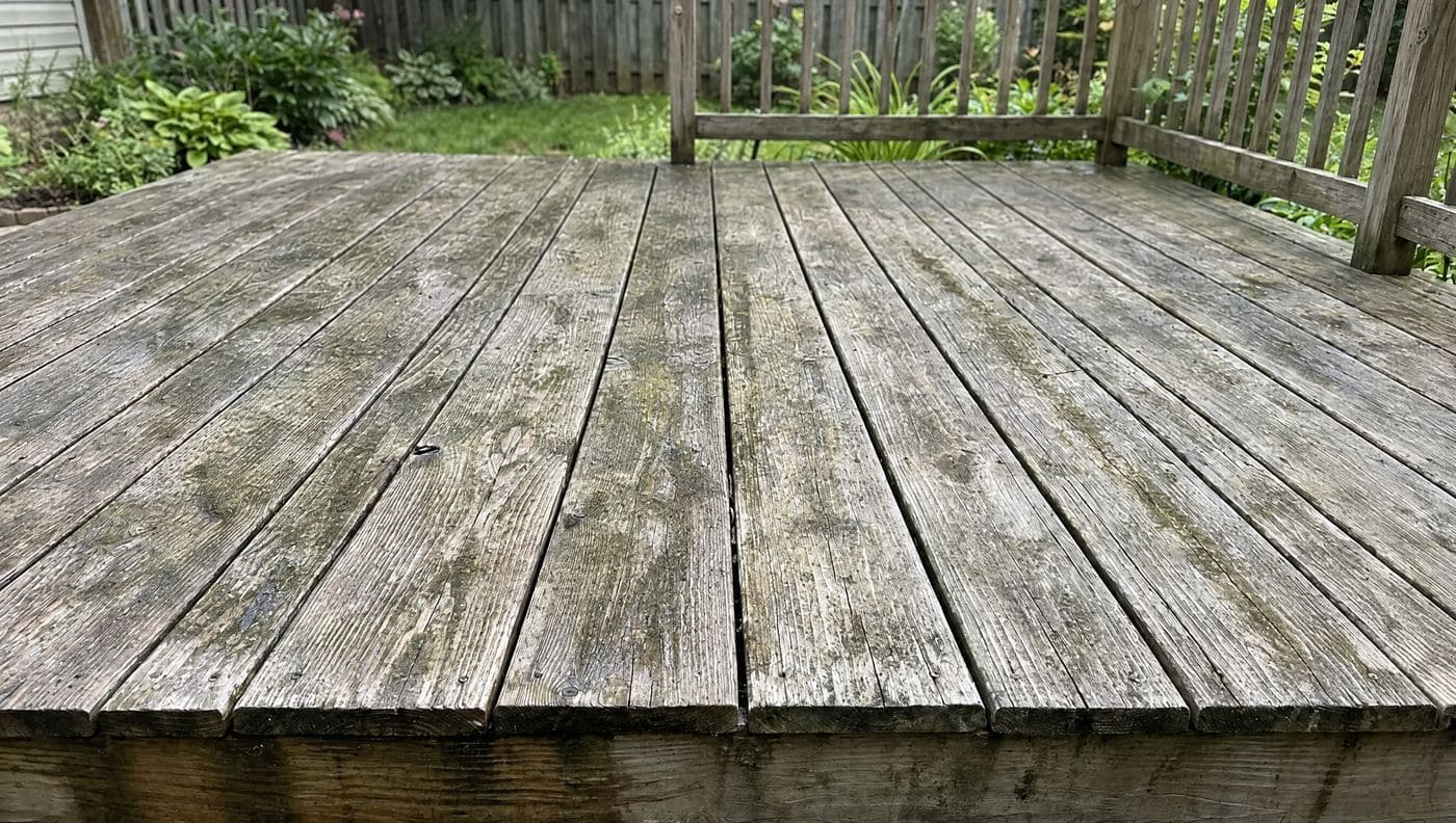 Wooden backyard deck — before